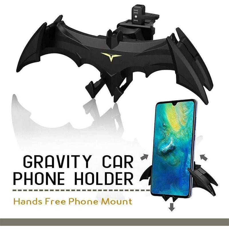 Stylish bat wing design car phone holder, black, universal fit for vehicle dashboards