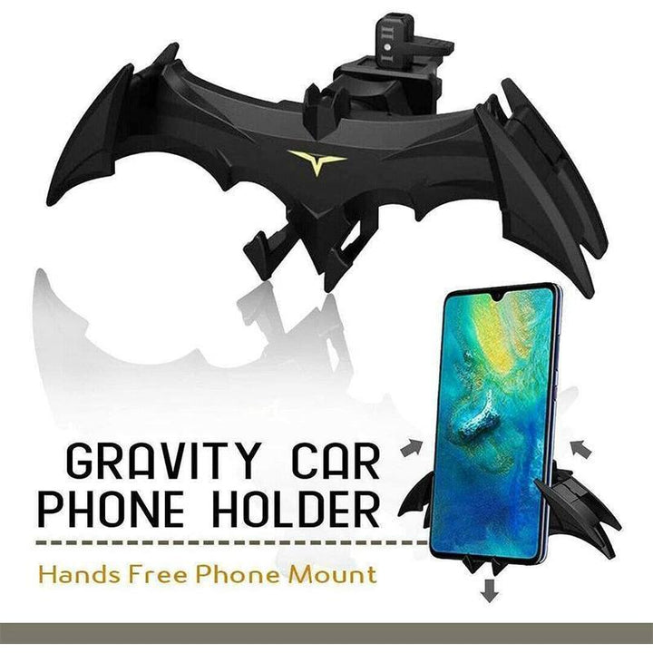 Stylish bat wing design car phone holder, black, universal fit for vehicle dashboards