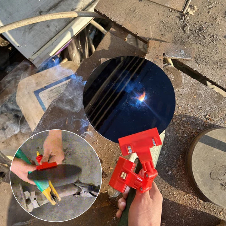 Universal blackout panel for eye protection, vital welding accessory reducing glare and sparks, plexiglass