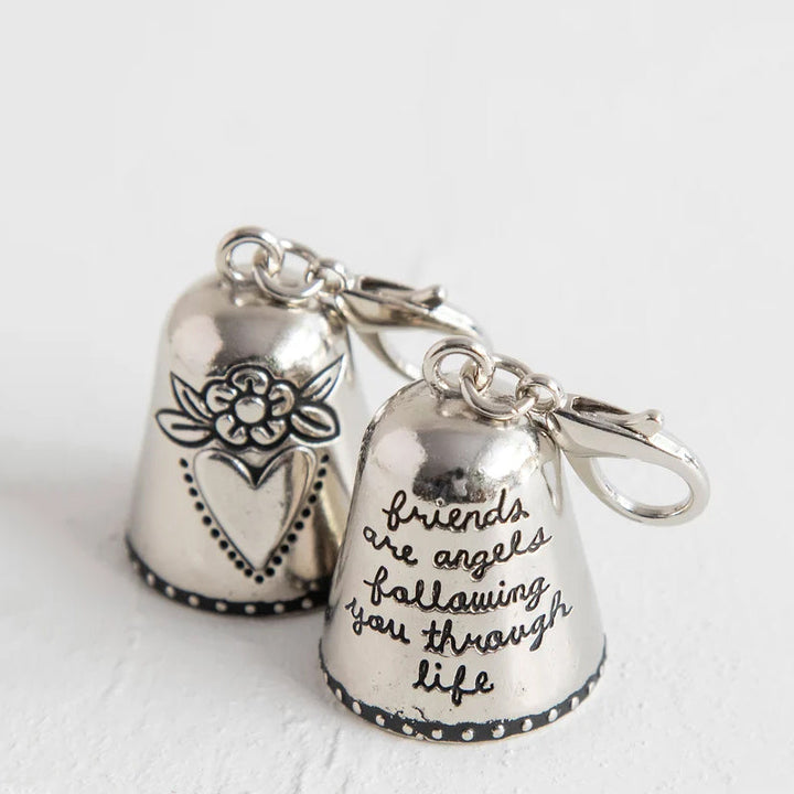 Gift-ready Blessing Bell Charm with an elegant angel figure, perfect for spiritual protection