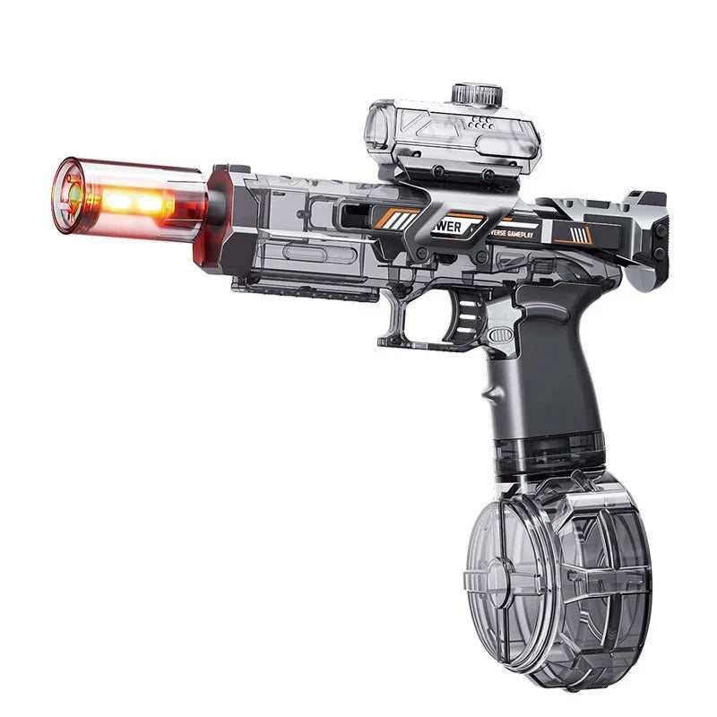 Blue electric water blaster for kids, rechargeable for endless summer outdoor fun and action play.