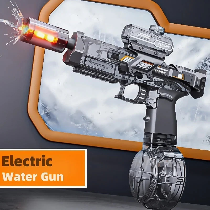 Durable blue electric water blaster toy for kids, ensuring splash-filled outdoor summer play.