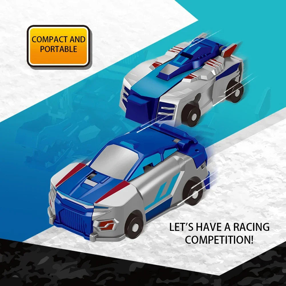 Durable blue 2-in-1 Magitronix transforming toy shown in its sleek vehicle mode.