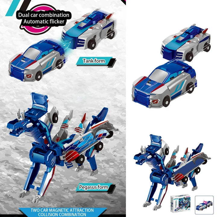 Magitronix blue transforming toy vehicle converting into an exciting robot action figure.