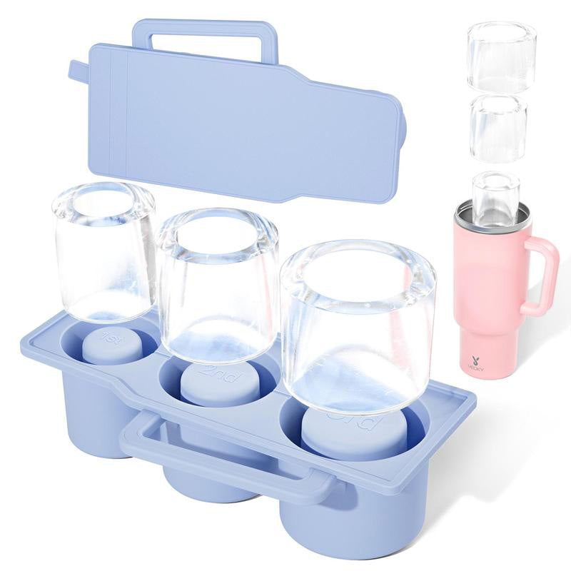Compact silicone cylinder ice cube tray, space-saving kitchen gadget with lid.