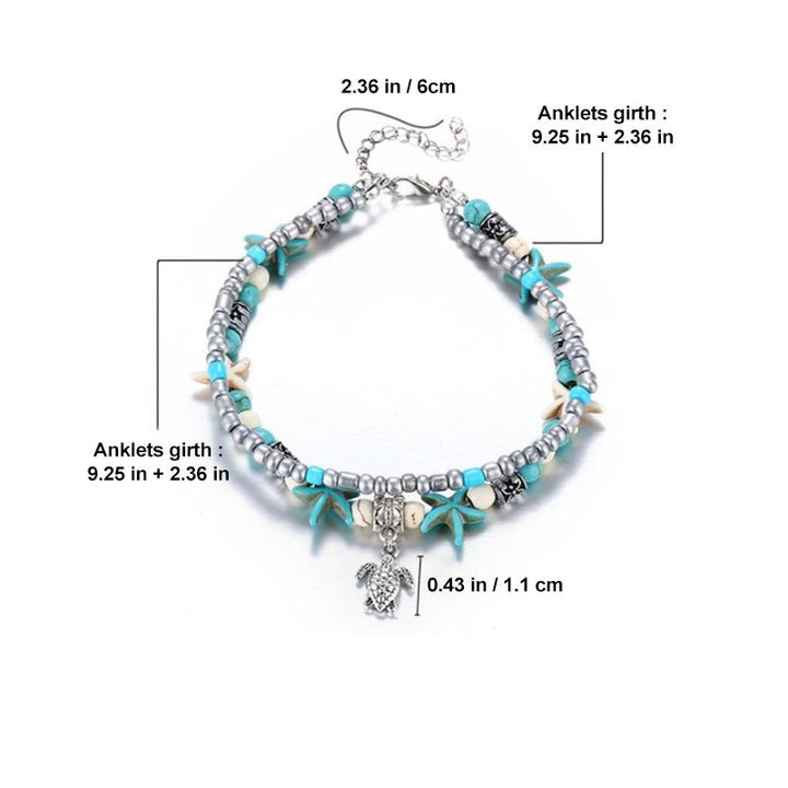 Sea turtle bohemian anklet, a perfect jewelry gift that captures the essence of the ocean.