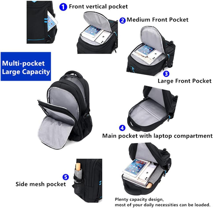 Durable boys' rolling school backpack. Multi-pocket design, water-resistant, perfect for students & kids' luggage.