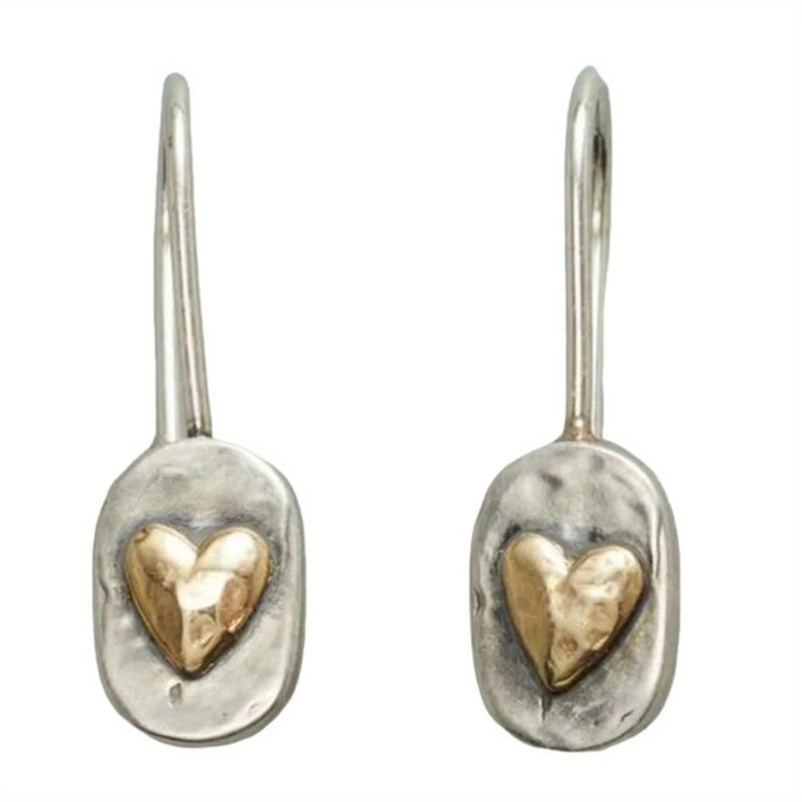 Women's Art Deco Silver Heart Dangle Earrings