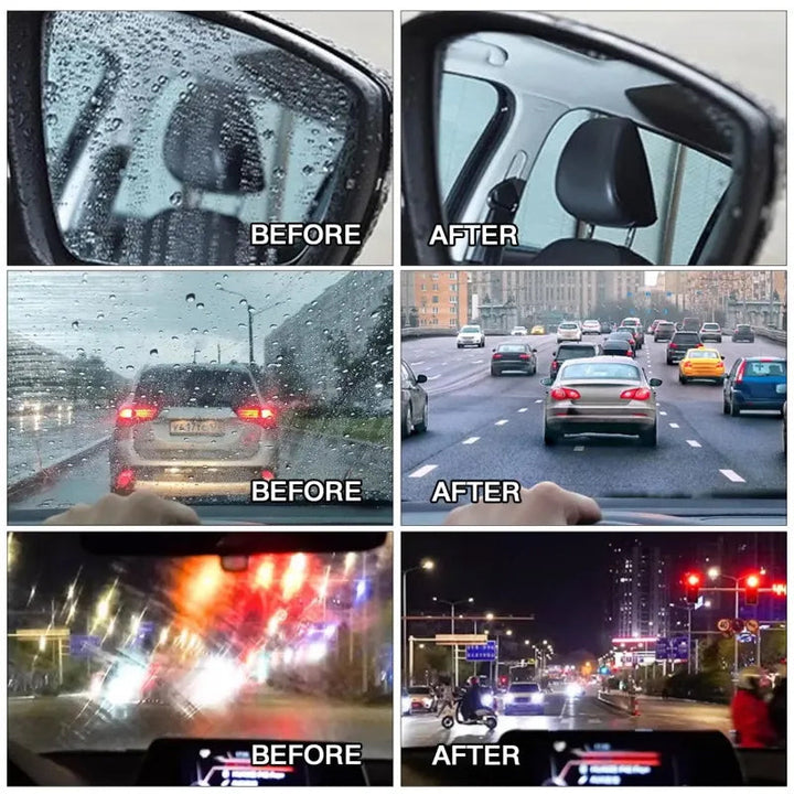 Car cleaning brush with hydrophobic glass cleaner, ideal for windshields and auto detailing.