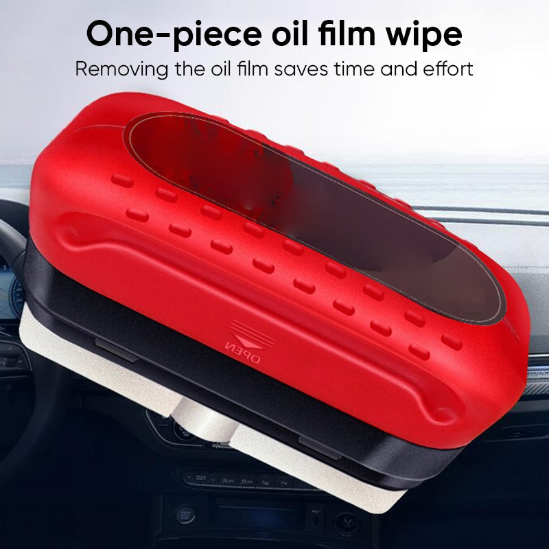 Automotive hydrophobic glass cleaning brush set, with refill and ergonomic handle for car care.