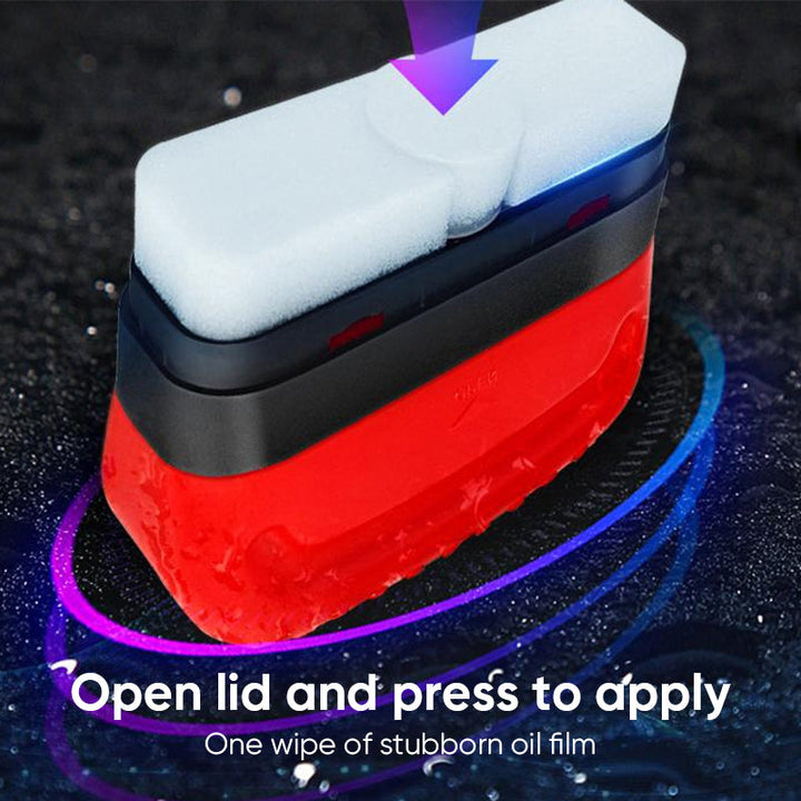 Close-up of the automotive glass cleaning brush head with a soft, durable scrubber for car care.