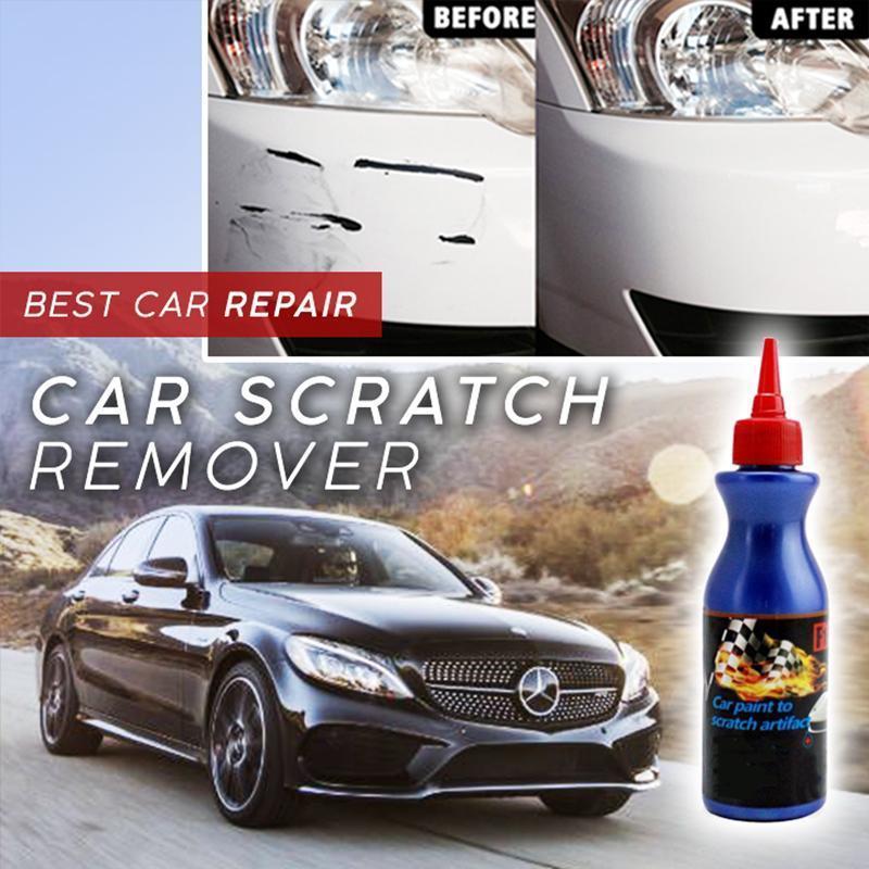 Car door before and after using automotive scratch and swirl remover for paint repair