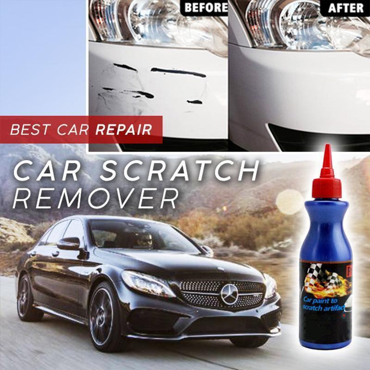 Car door before and after using automotive scratch and swirl remover for paint repair