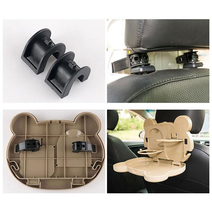 Cartoon folding dinner plate for car backseat, ideal for kids' meals and activities on the go. Auto accessory.