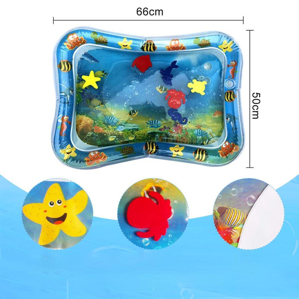 Overhead shot of a full interactive pet water play mat, ready for a cat's water play session