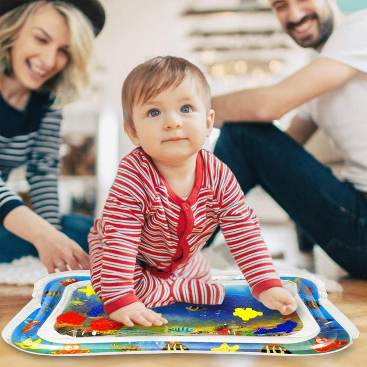 Pet water play mat for cats, showcasing its durable, puncture-resistant material and clear design