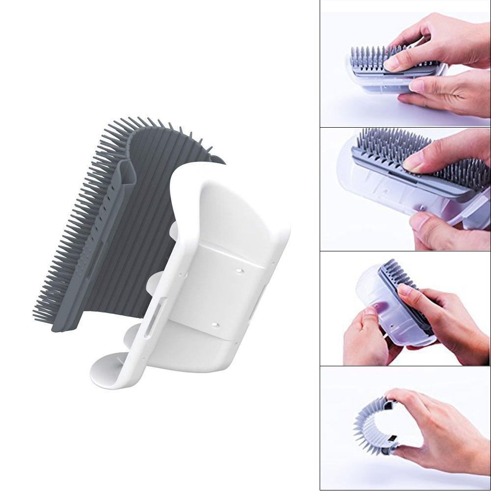 Easy-clean wall-mounted cat groomer, designed for feline self-massage and fur removal