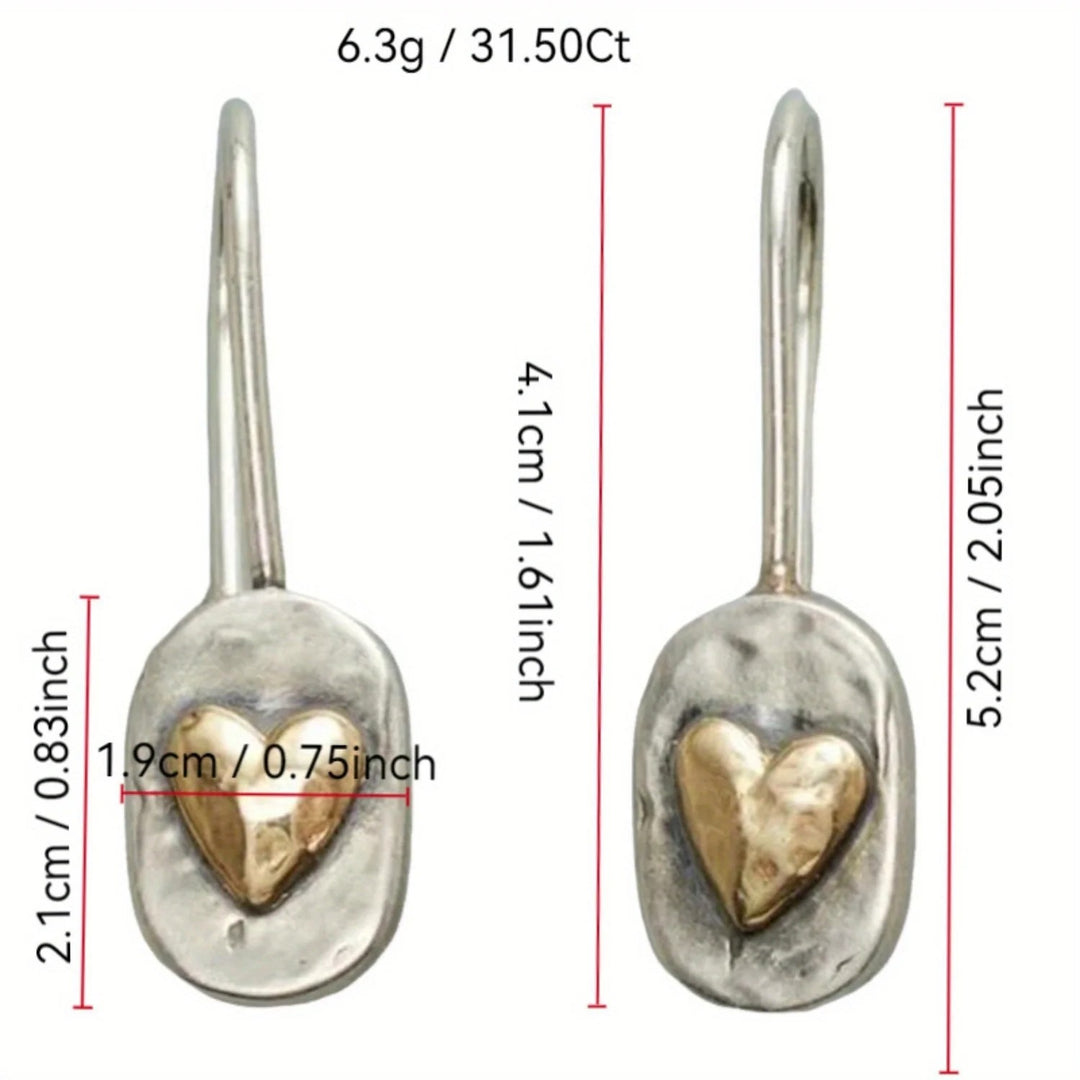 Women's Art Deco Silver Heart Dangle Earrings