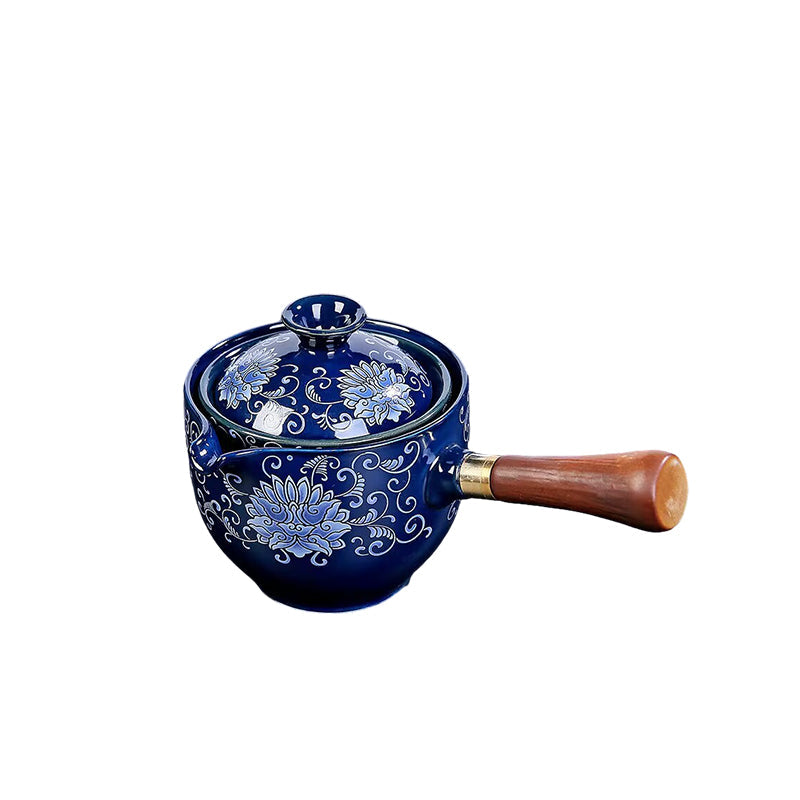 Gift-ready ceramic teapot with a delightful floral pattern and innovative 360° rotating base, a kitchenware essential.