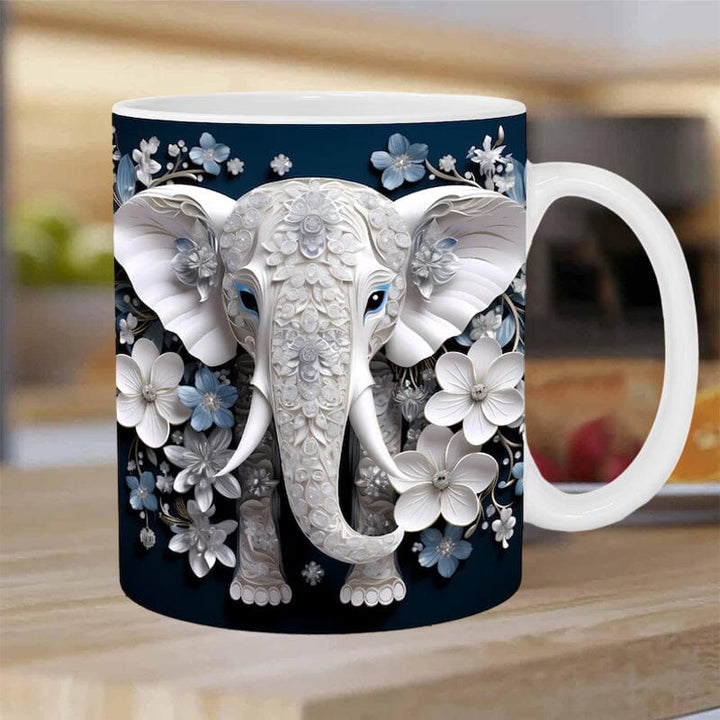 Durable ceramic elephant-themed coffee mug, perfect personalized gift, 12 oz. Keywords: giftmug, coffeecup, homeware.