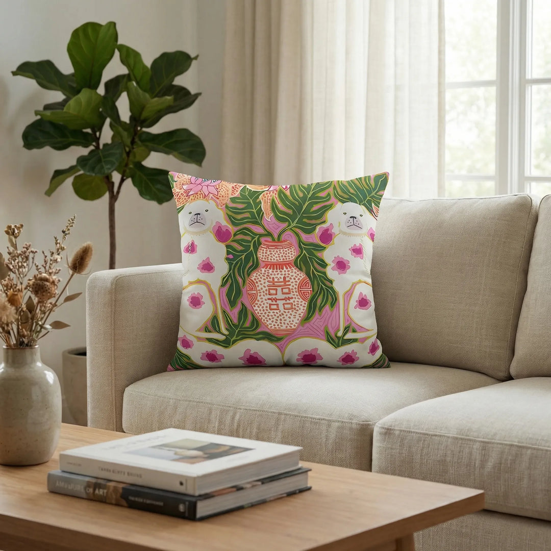 Modern patterned decorative pillow cover. Stylish cushion cover enhancing chic home decor.