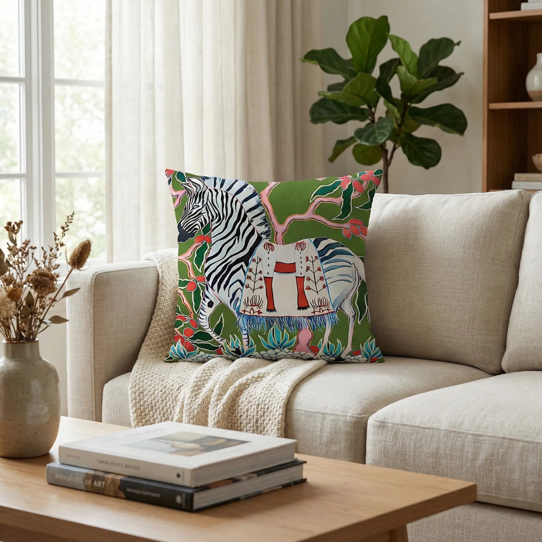 Boho decorative pillow cover with tassels. Chic patterned cushion for stylish home accent.