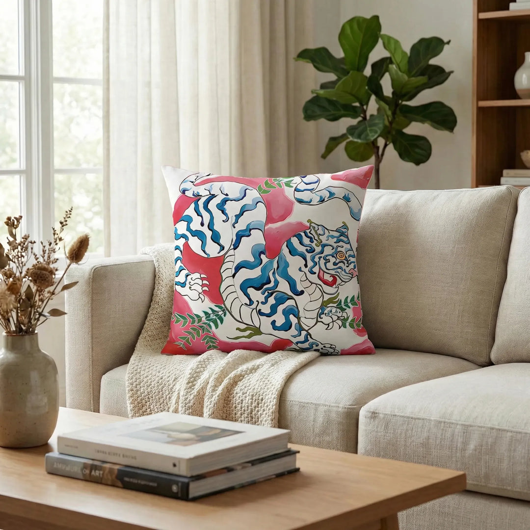 Bohemian patterned throw pillow cover. Chic decorative cushion for relaxed, stylish home decor.