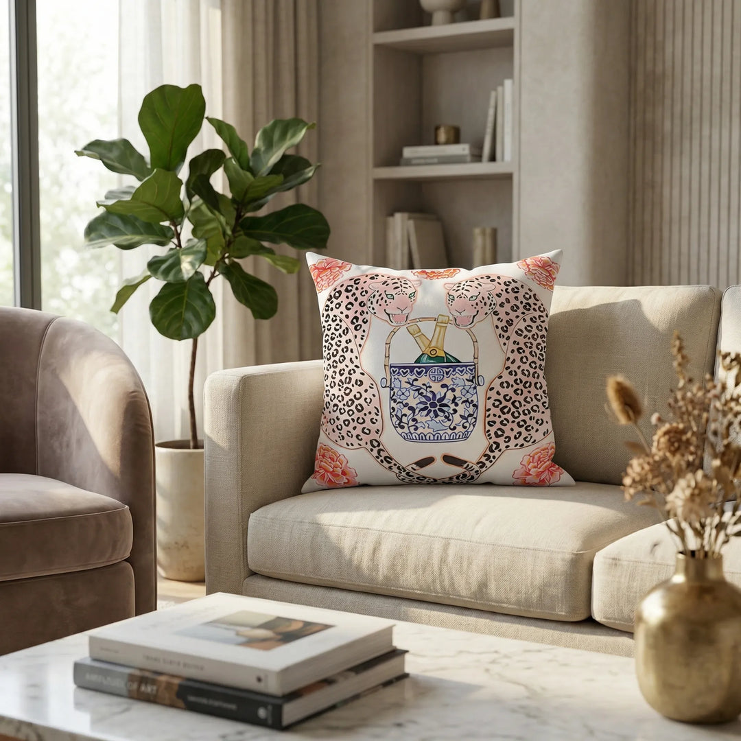 Vibrant patterned decorative pillow cover. Chic accent cushion for stylish living room decor.