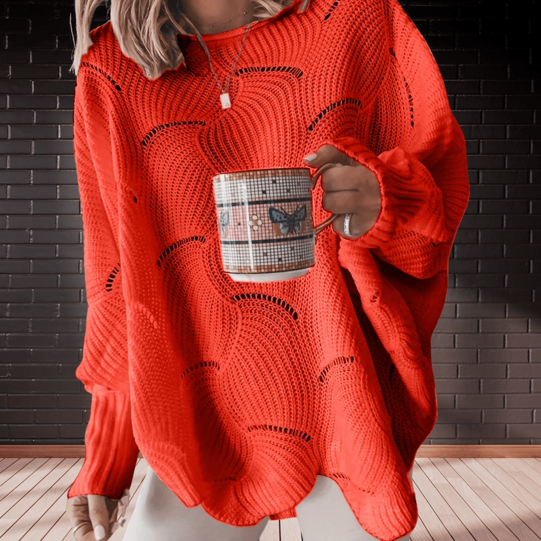 Versatile ladies autumn pullover. Cozy long-sleeve ribbed knit jumper with a chic asymmetric hem for fall style.