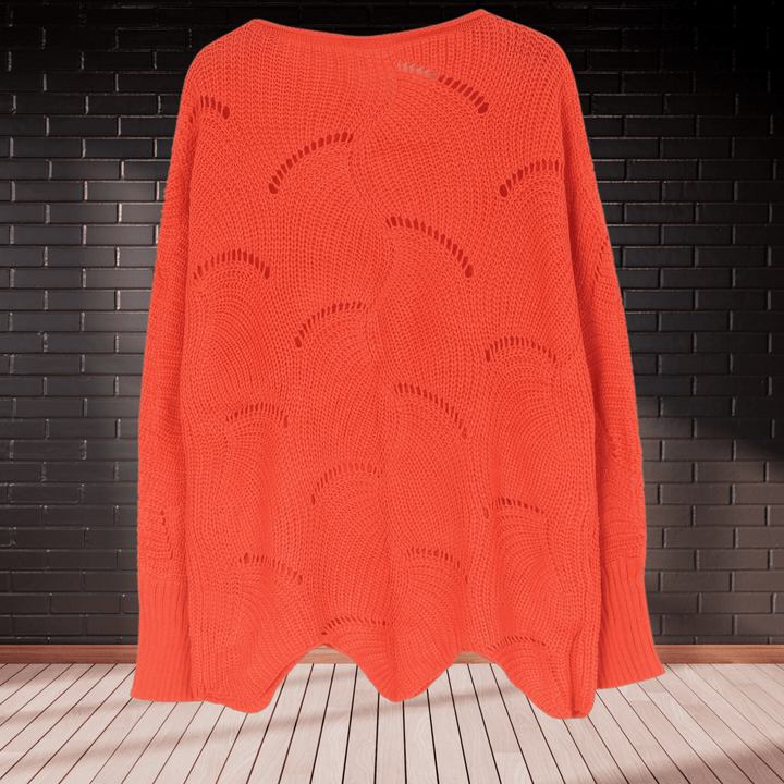 Stylish women's autumn jumper. Cozy ribbed knit, long-sleeve sweater with a flattering asymmetric hem for fall.