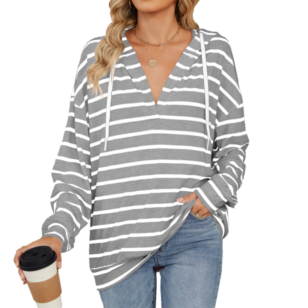 Comfortable women's long sleeve hooded pullover. Versatile & chic for everyday fashion, flattering fit.