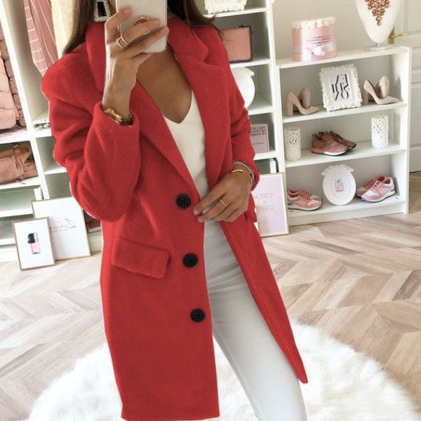 Sophisticated women's tailored blazer jacket, an elegant outerwear piece for a polished work & leisure look.