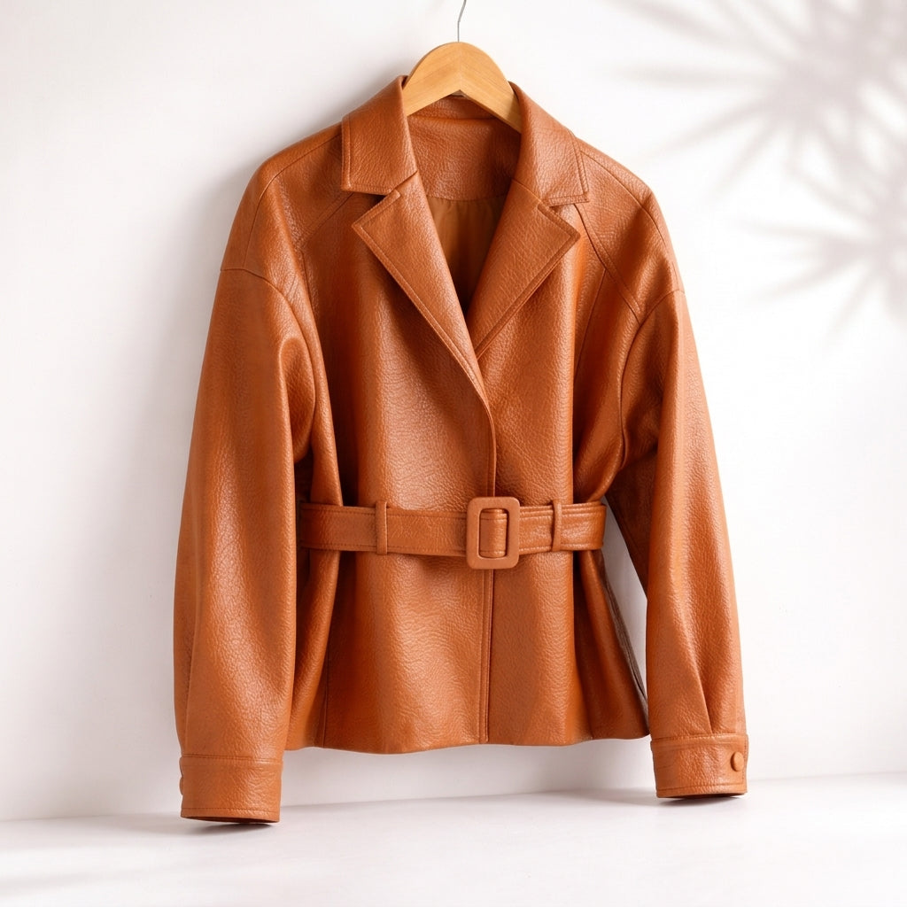 Elegant brown women's winter jacket, providing chic warmth & style. Versatile outerwear for cold fashion.