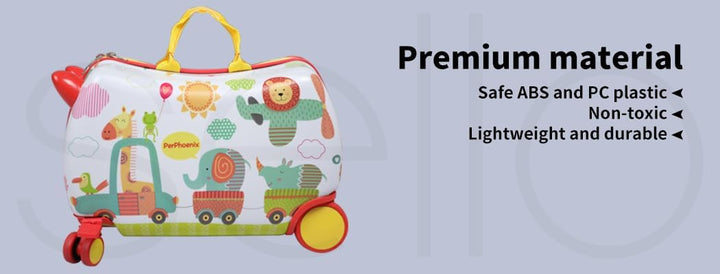 Octopus kids' ride-on scooter suitcase, 2-in-1 design, carry-on size with smooth 360° wheels.