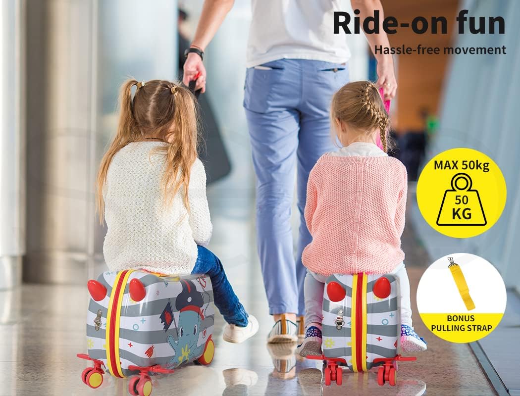 Zoo design children's ride-on scooter suitcase, featuring an octopus, durable, and fun for kids' travel adventures.