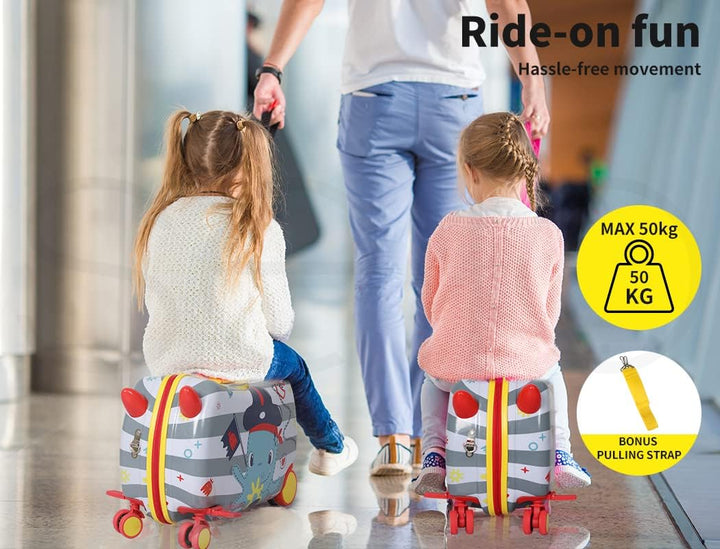 Zoo design children's ride-on scooter suitcase, featuring an octopus, durable, and fun for kids' travel adventures.
