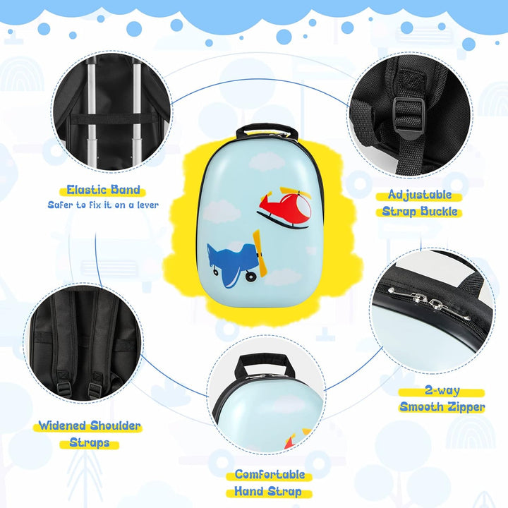Lightweight kids' helicopter hard-shell rolling luggage set, ideal for little travelers and holidays.