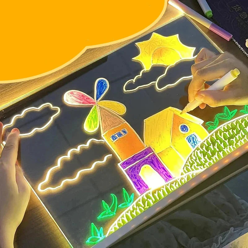 Children's 5.9" Light-Up Acrylic Drawing Board, perfect for creative kids' reusable art.