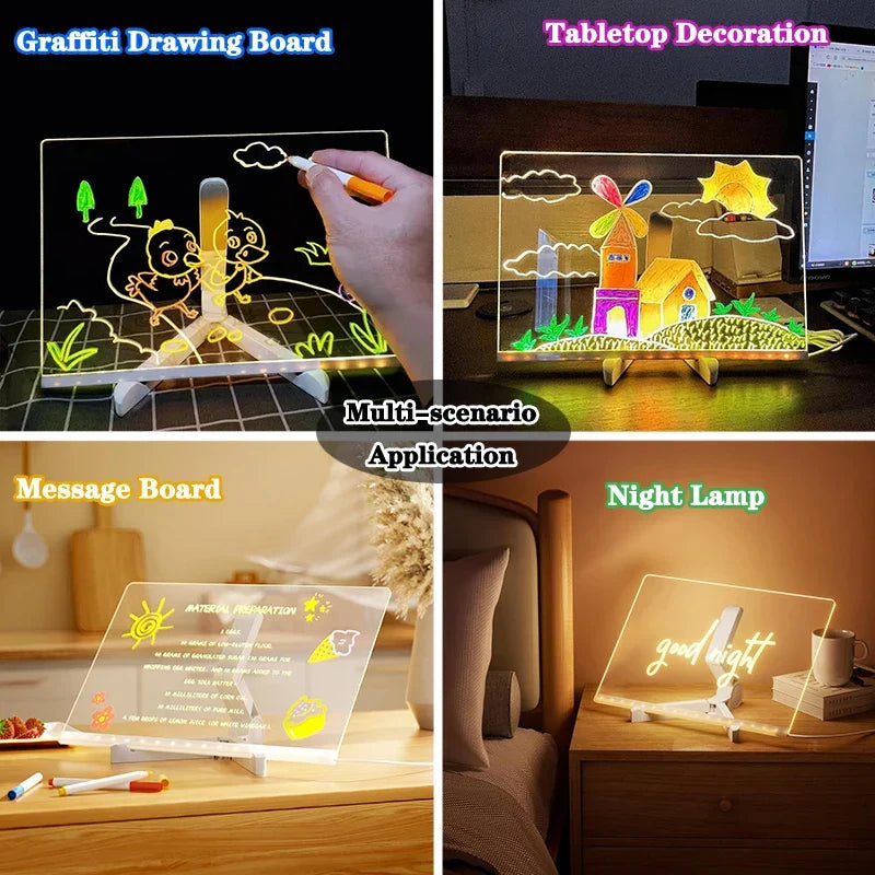Illuminated acrylic drawing board for kids, a GlowSketcha toy fostering creative light-up art.