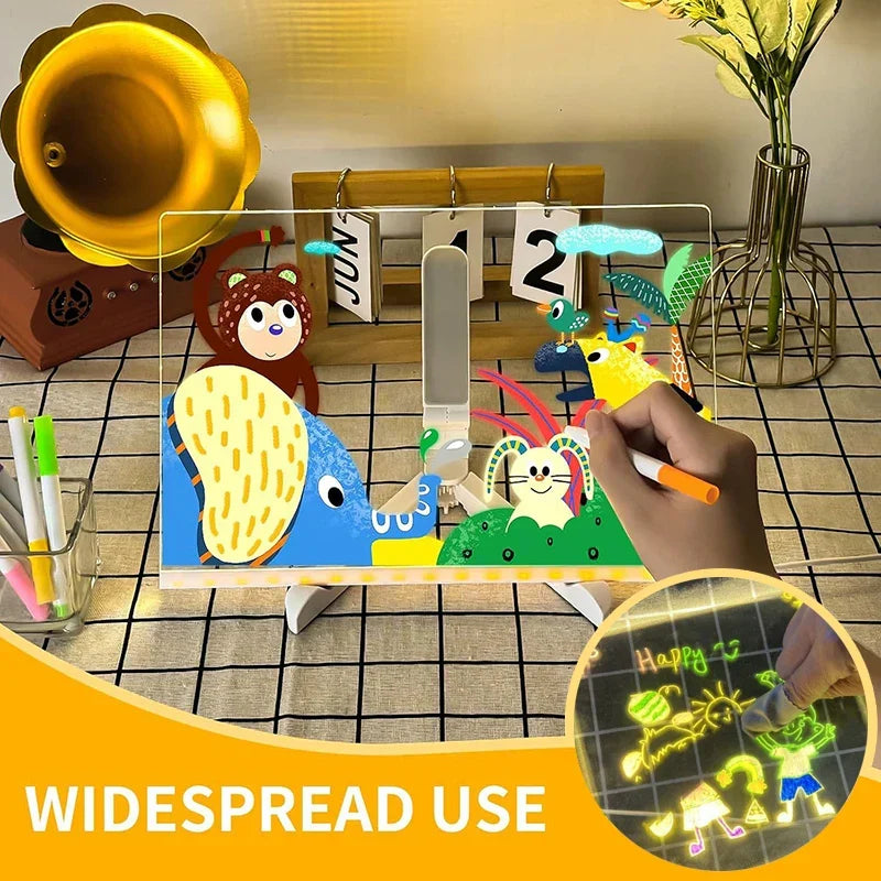 Reusable 5.9-inch light-up drawing board for children, inspiring endless creative acrylic art.