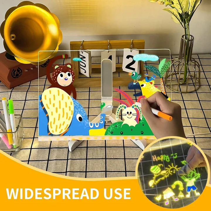 Reusable 5.9-inch light-up drawing board for children, inspiring endless creative acrylic art.
