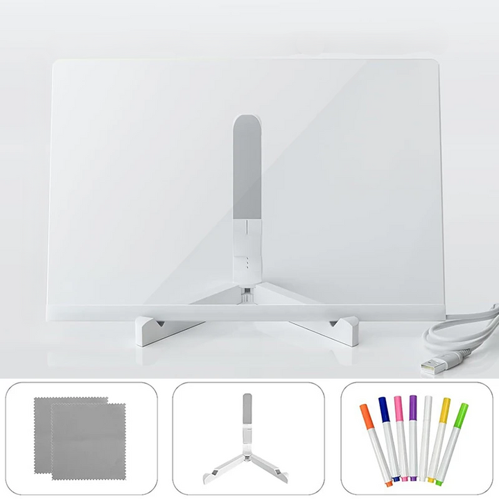 Inspire kids' art with this 5.9" light-up acrylic drawing board, a creative & reusable illuminated toy.