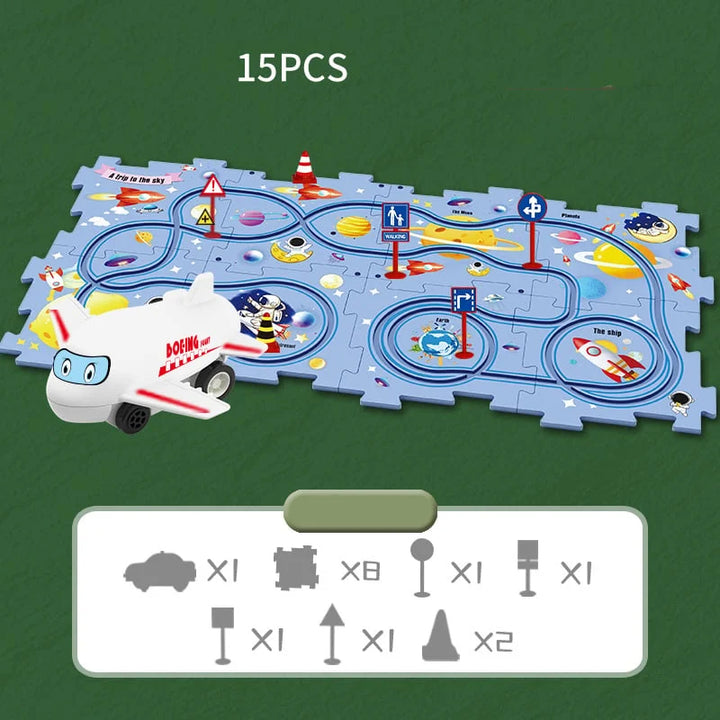 Durable plastic track pieces for the children's educational car building set, long-lasting fun
