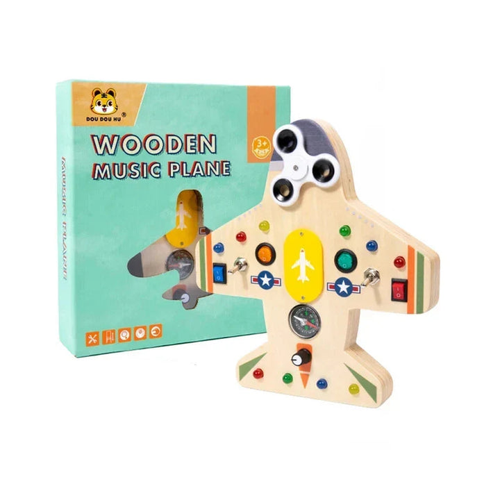 Engaging interactive activity board with buckles and buttons for hands-on learning.