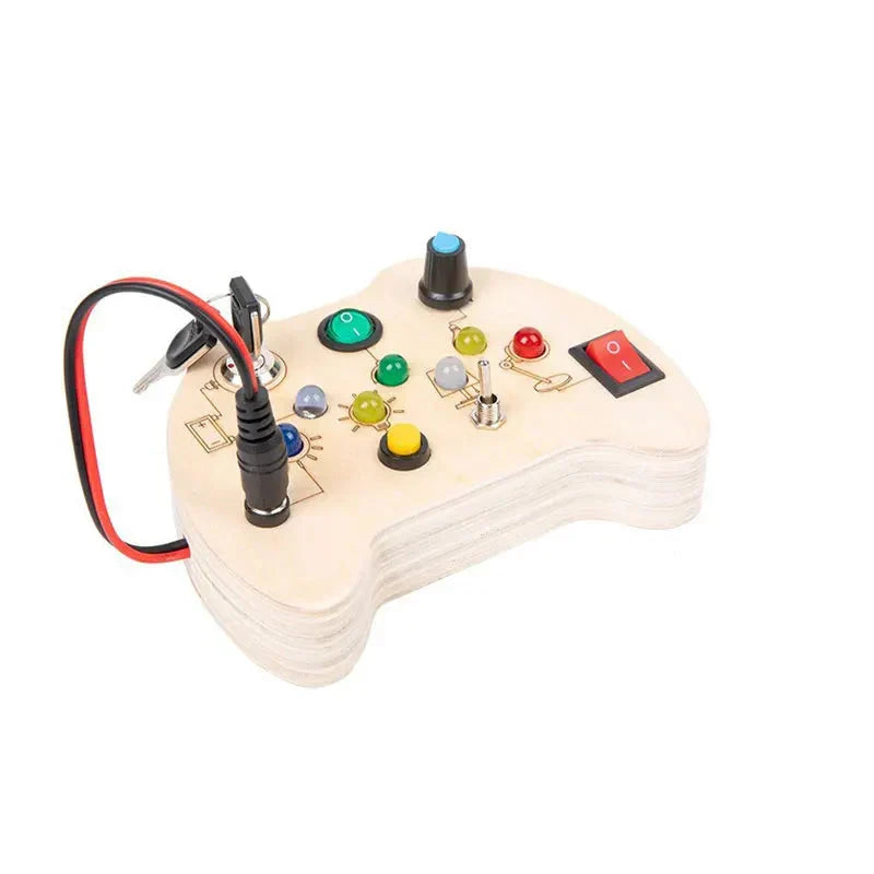 Kids' educational wooden busy board, great for developing cognitive abilities.
