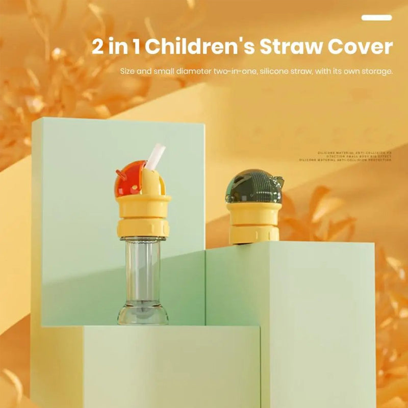 Portable straw lid for kids' water bottles, featuring a soft silicone straw, ideal for baby care.