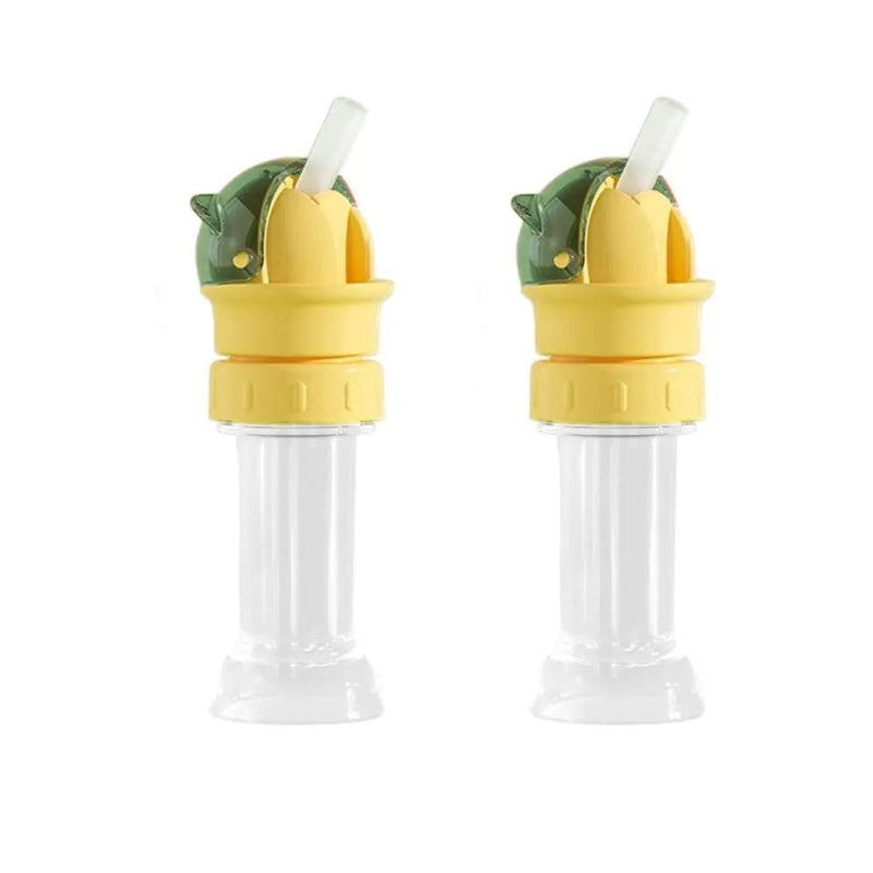 White straw lid for a child's reusable water bottle, designed for simple and effective hydration.