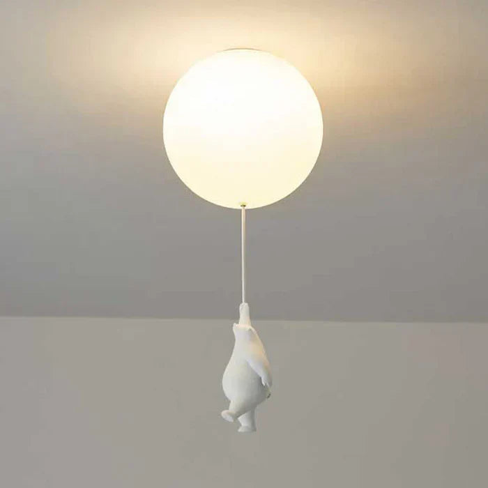 Inspire imagination with this whimsical bear & balloon ceiling lamp, perfect for playroom decor.