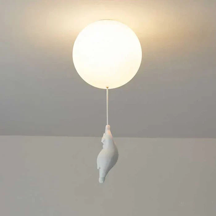 CloudBear whimsical bear & balloon ceiling lamp, a unique piece of kids' lighting and nursery decor.