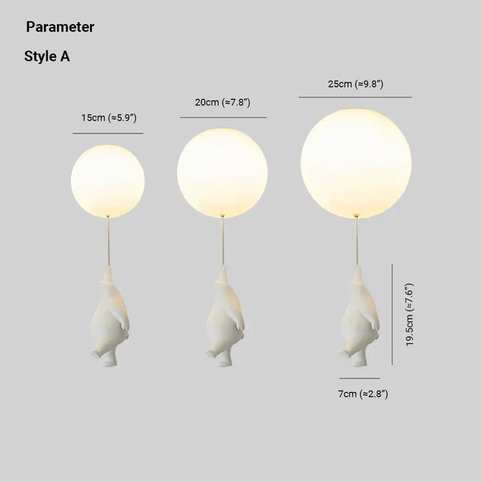 Adorable bear & balloon ceiling light, perfect kids lighting for a playful nursery or playroom ambiance.